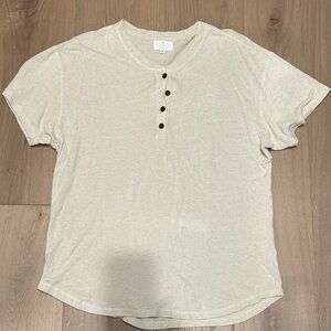 Men's Casual Cream Henley Shirt